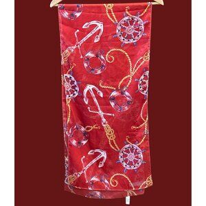 Nautical Themed Red Scarf With Anchors & Ropes Design